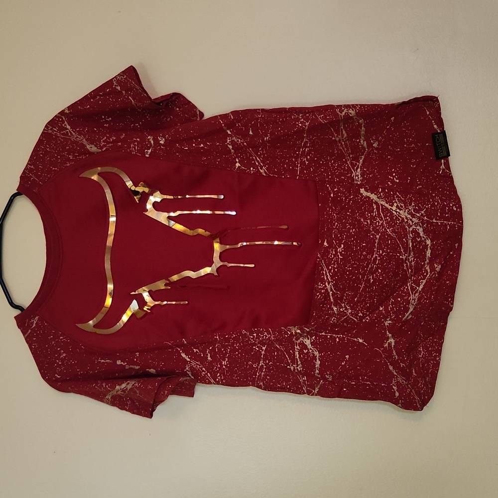 Size xl 18/20 red and gold splatter